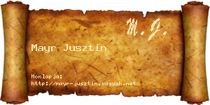 Mayr Jusztin névjegykártya